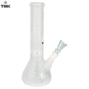 Matt White Honey Comb Bong - Glow in Dark - Glass bong - 8-10 inches