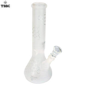 Matt White Honey Comb Bong - Glow in Dark - Glass bong - 8-10 inches