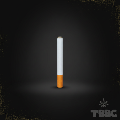 TBBC 3 inch metal one-hitter with slim white body, orange end and exposed metallic tip on dark luxury background
