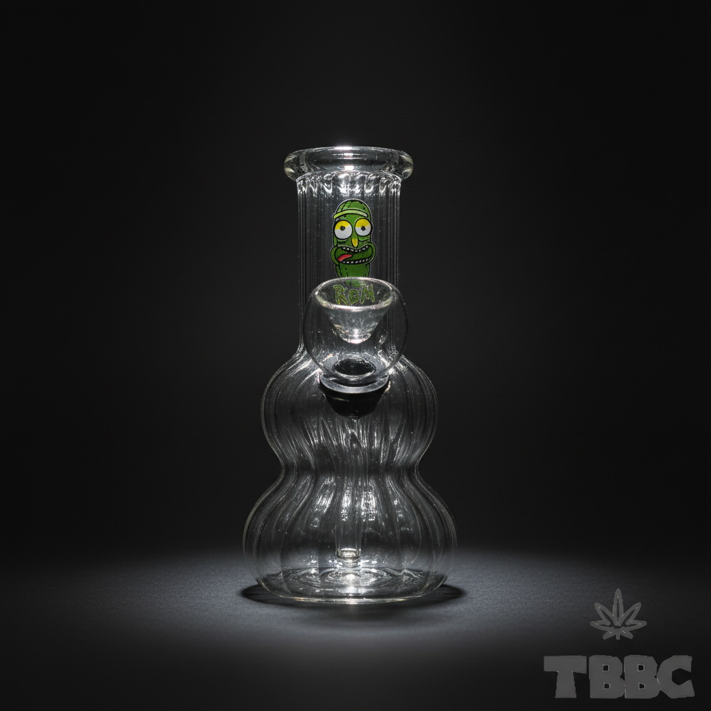 Mini Shotgun Bong, 5-inch compact borosilicate glass design on a dark premium background.