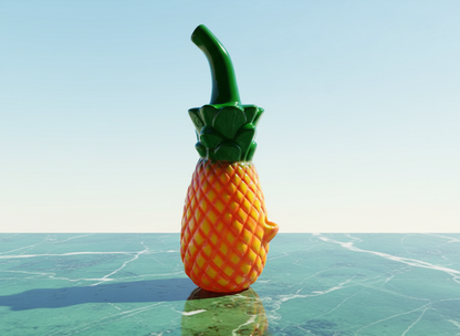 Green ceramic pineapple bong front view metal pipe 10 inch, instant delivery for bongs in delhi ncr