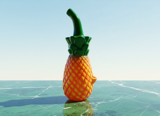 Green ceramic pineapple bong front view metal pipe 10 inch, instant delivery for bongs in delhi ncr