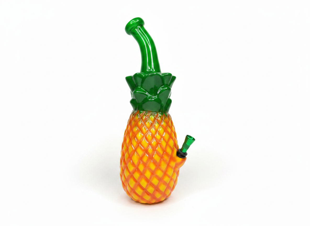 Metal pipe ceramic bong smooth pulls tropical design yellow