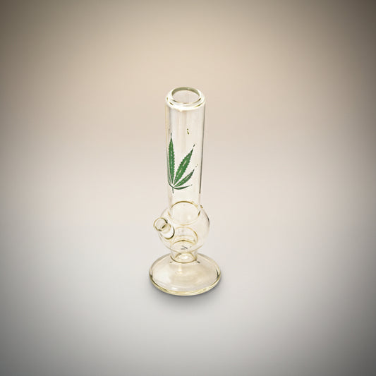 solid glass Marijane leaf bong, nature motif glass bong, TBBC premium bong, thick glass bong India