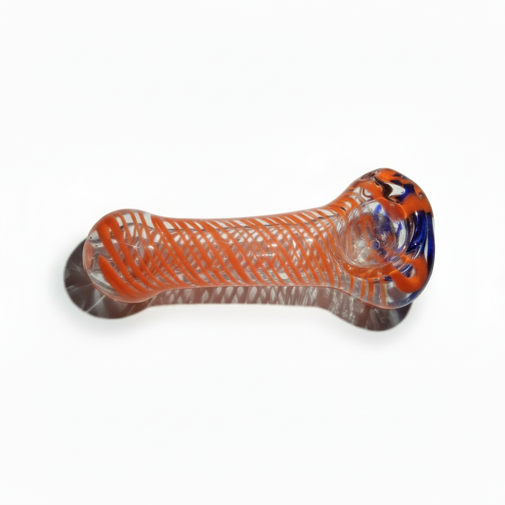 Long Glass Striped Pipe - 4 Inch Borosilicate