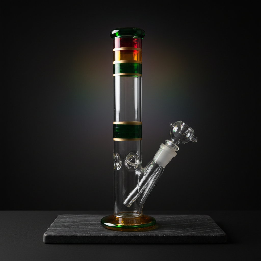 RainbowFlow rainbow striped borosilicate glass ice bong 12 inch 14mm joint, premium smoking accessory