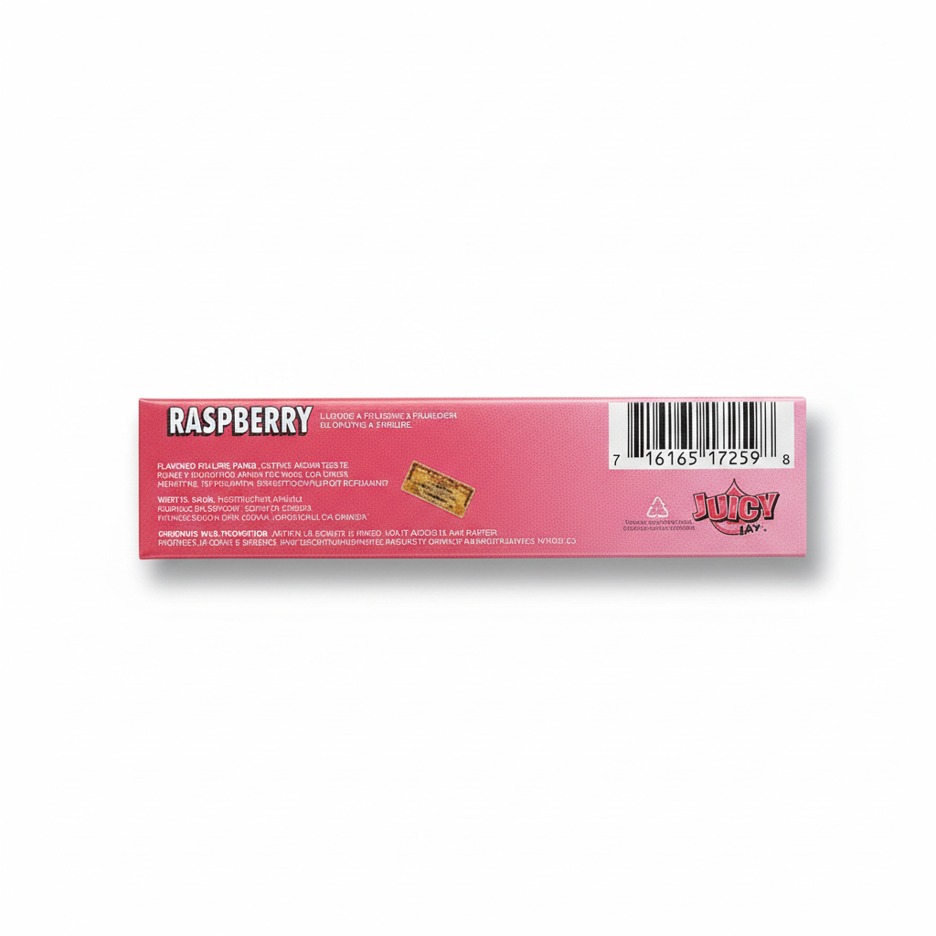 Juicy Jay's King Size Raspberry flavoured rolling papers pack back view