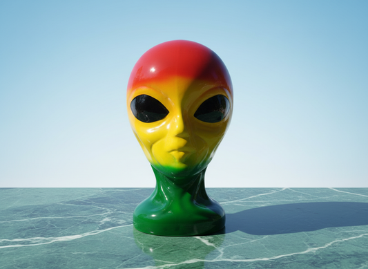 Rasta skull ceramic pipe 8 inch red yellow green TBBC