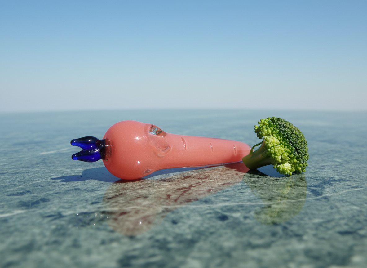 Fruity Sesh Pipe (Strawberry) 4" | Glass Hand Pipe with Carb