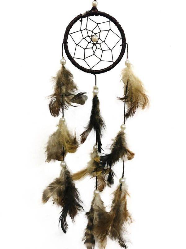 Brown Feather Dream Catcher - 10 inches