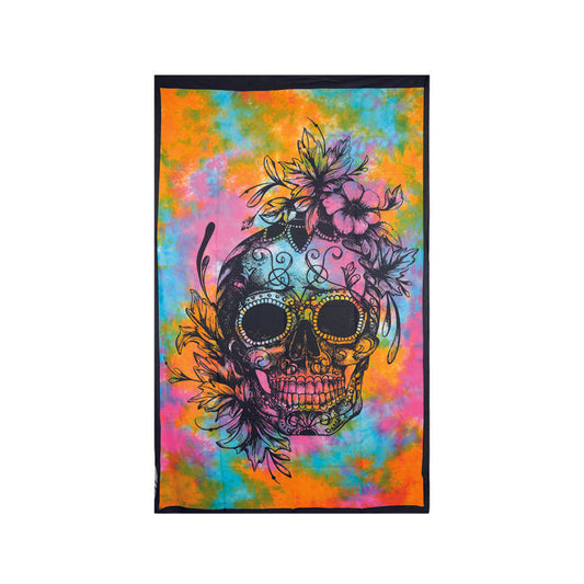 Skull With Flowers Tapestry - 42X29