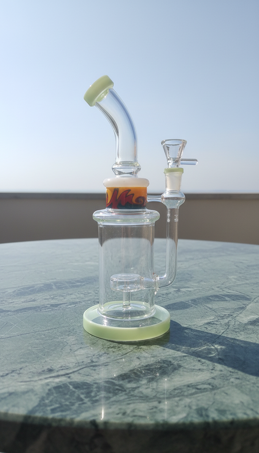 Buy MintWave UFO disc perc rig bong 11 inch 14mm joint online India — borosilicate glass green accents, instant delivery Delhi NCR, premium smoking accessory