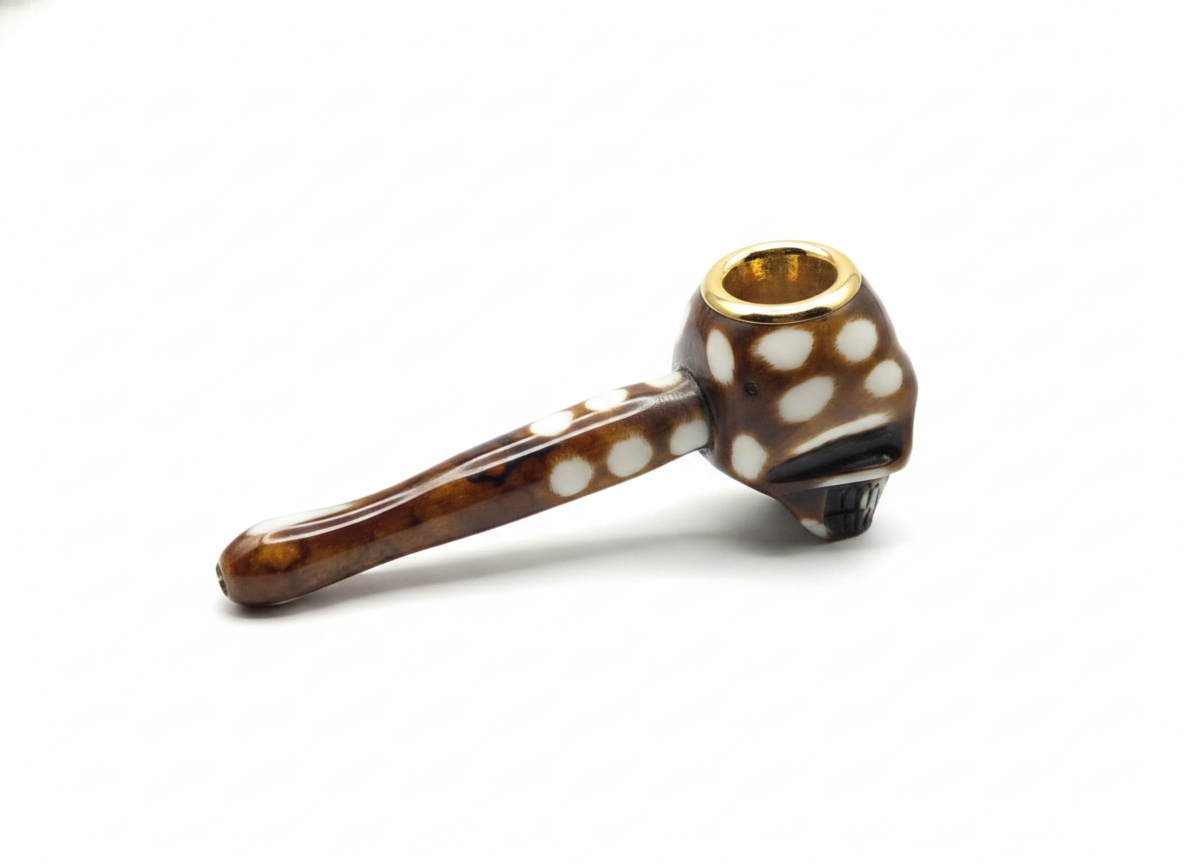 Spotted skull weed smoking pipe white delhi ncr mumbai bangalore chennai INDIA