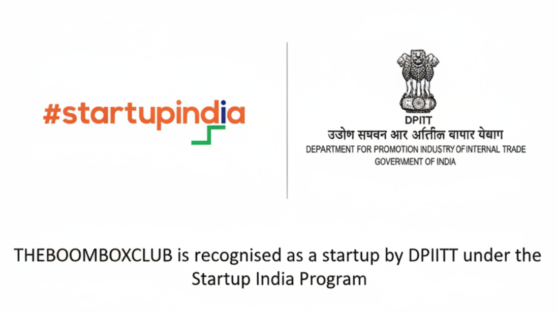 TBBC THEBOOMBOXCLUB BOOMSHANKARA HOMEHAVENS LLP recognised as a startup by DPIIT under Startup India Porgram for best Lifestyle Brand in India and Super Excellent Exporter for Lifestyle accessories made with glass, wood, acrylics, epoxy resin, metal and ceramics.