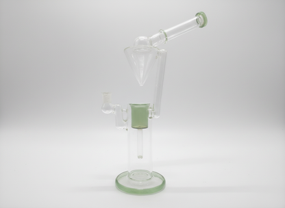 Mini dab rig 16 inch clear glass with green accents 14mm bowl white, big bongs instant delivery in delhi ncr, ganja charas weed bong near me studio TBBC