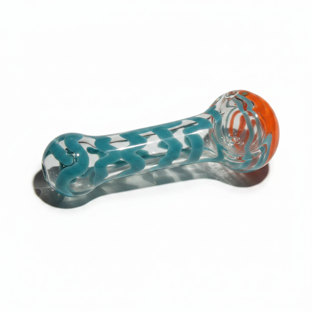 Swirling Threads Glass Hand Pipe - 4 Inch Heavy Borosilicate