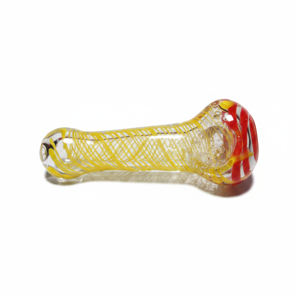 Long Glass Striped Pipe - 4 Inch Borosilicate