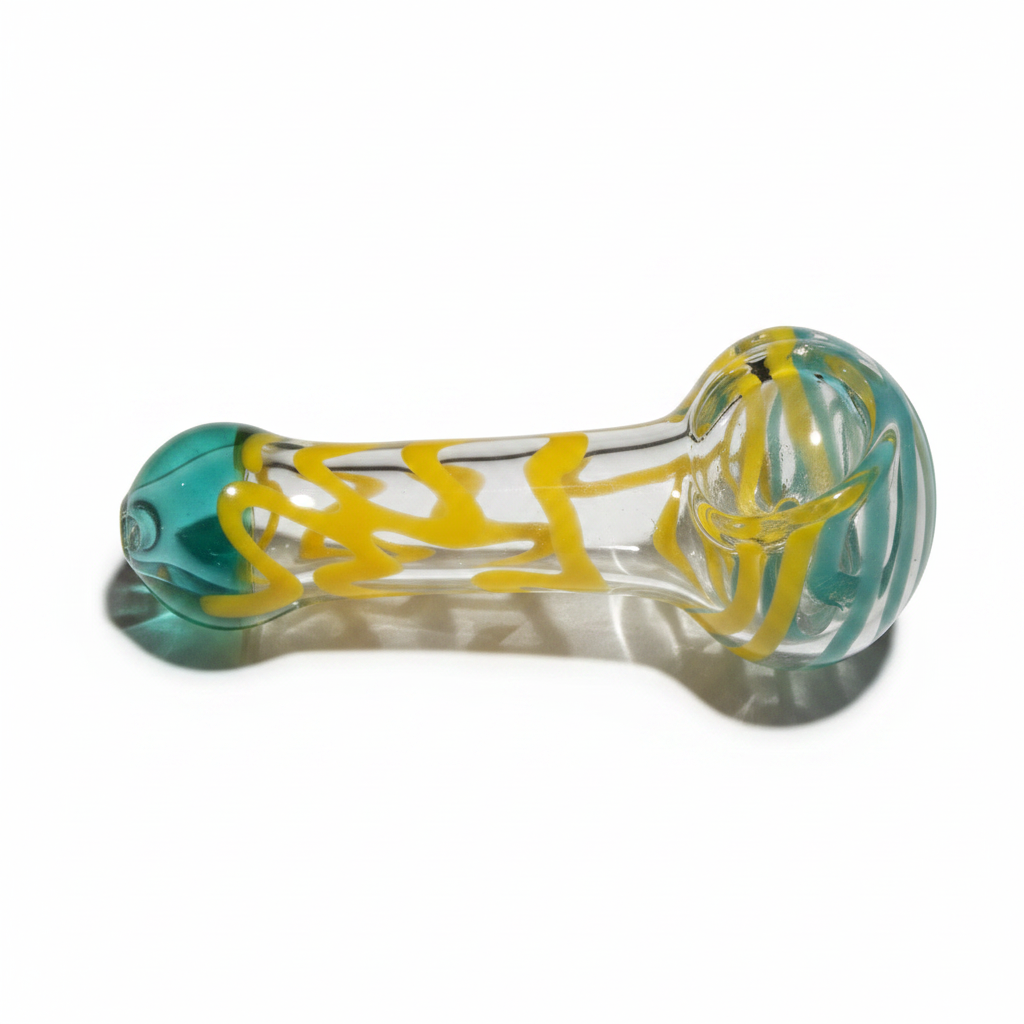 Swirling Threads Glass Hand Pipe - 4 Inch Heavy Borosilicate