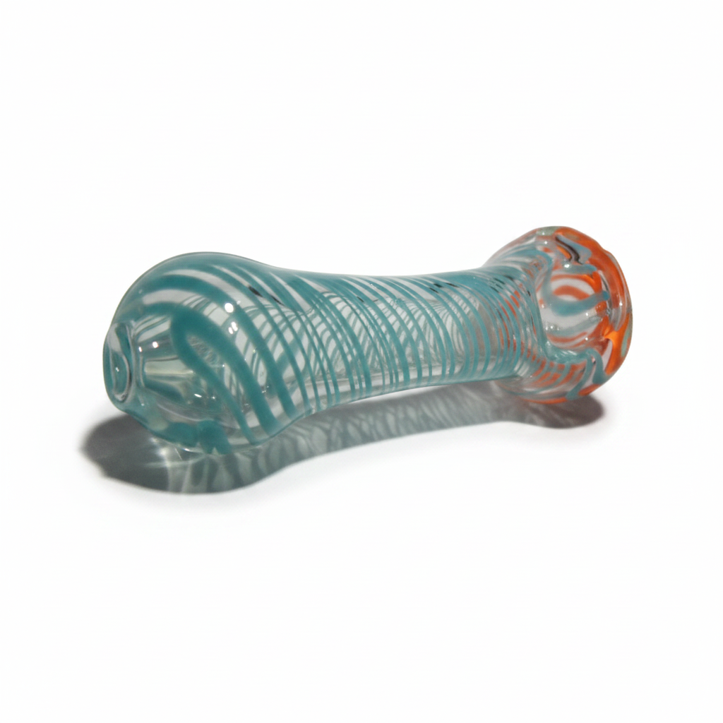 Long Glass Striped Pipe - 4 Inch Borosilicate