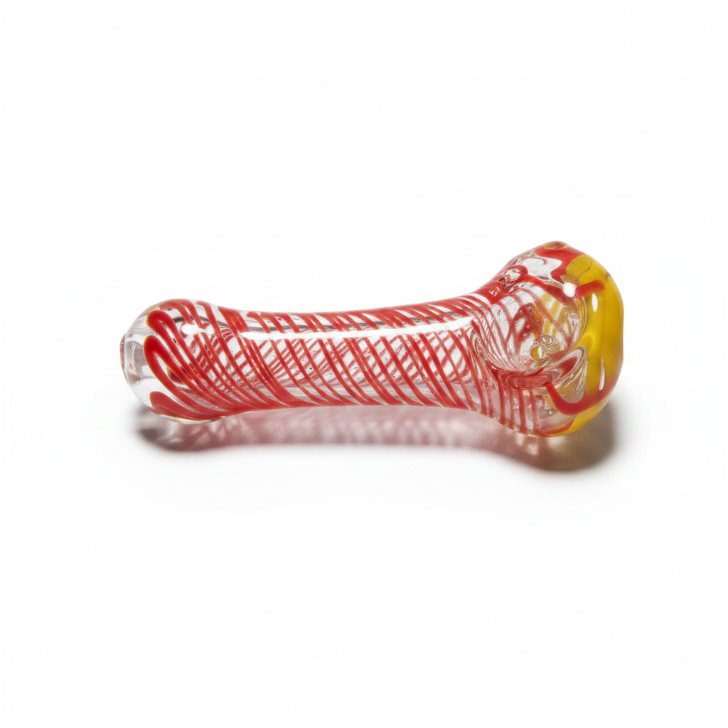 Long Glass Striped Pipe - 4 Inch Borosilicate