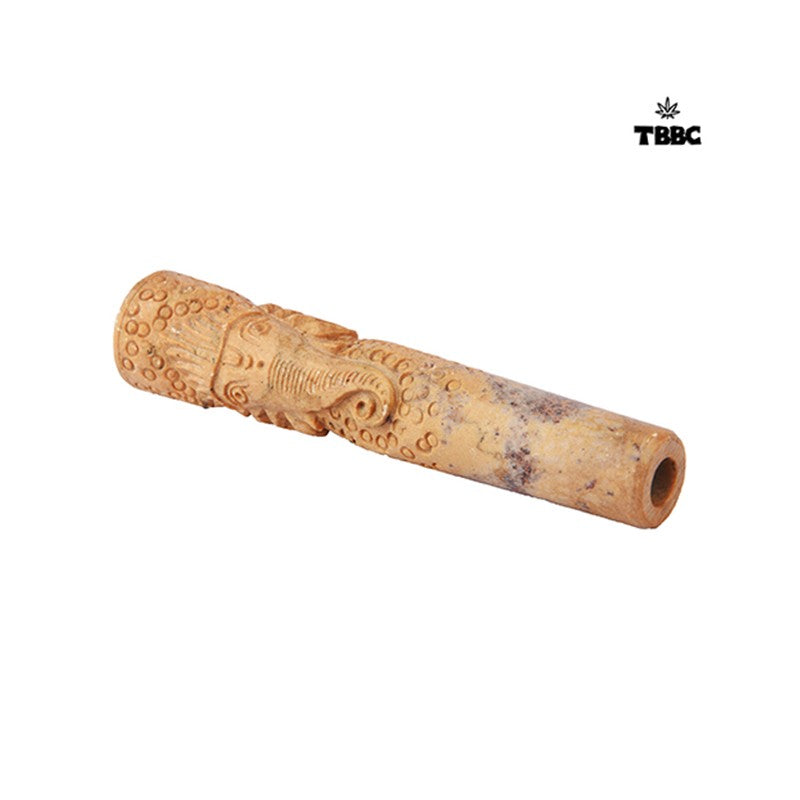 Ganesh Pattern Marble Chillum - 6 inches