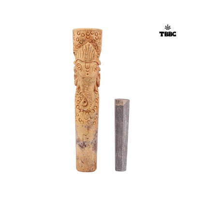 Ganesh Pattern Marble Chillum - 6 inches