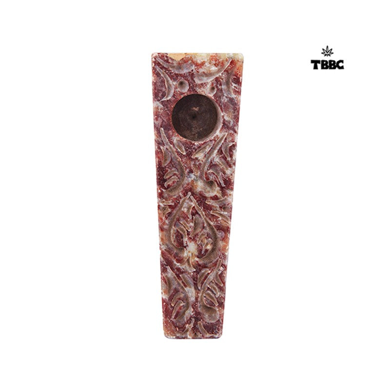 Marble Red Spades Pattern Chillum - 3 inches