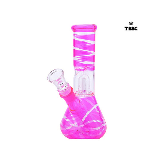 Pink Stripper Ice Perc Glass Bong - 8 inches
