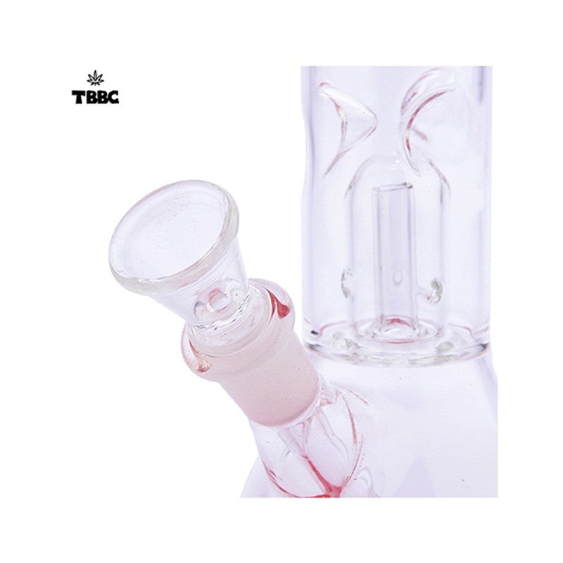 Red Top Bottom Ice Glass Bong in 8 inches