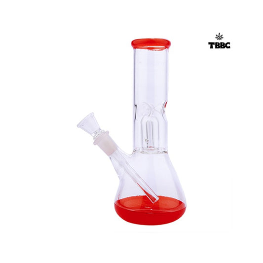Red Top Bottom Ice Glass Bong in 8 inches