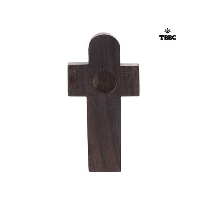 Dark Brown Rosewood Cross Pipe - 3 inches