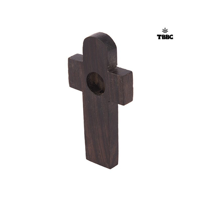 Dark Brown Rosewood Cross Pipe - 3 inches