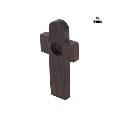 Dark Brown Rosewood Cross Pipe - 3 inches