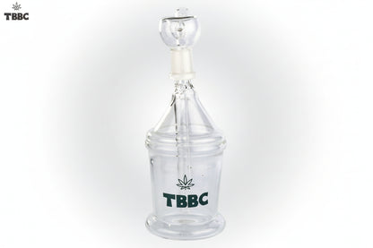 A clear tbbc glass bong with a camouflage pattern and the TBBC brand logo on it. instant delivery in delhi ncr