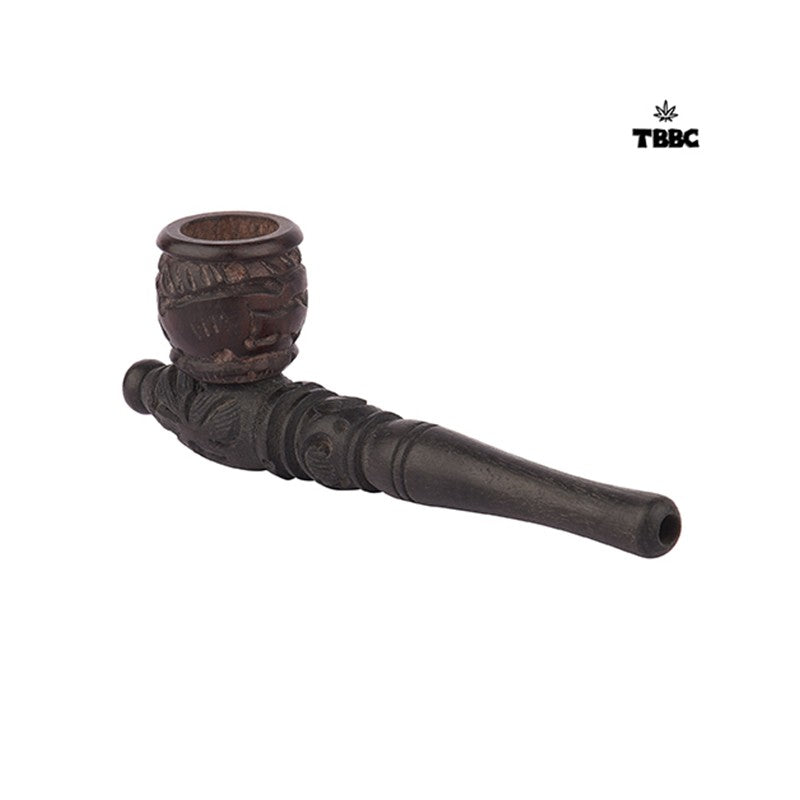 TBBC Wooden Ritual Pipe Black - 4 inches