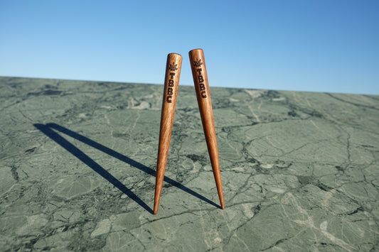 TBBC logo on rosewood poker chillum stick close up weed smoking accessory, super cream smoking chillum accessories online india