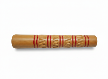 Red Rings Carved 7" Clay Chillum - Italian Style