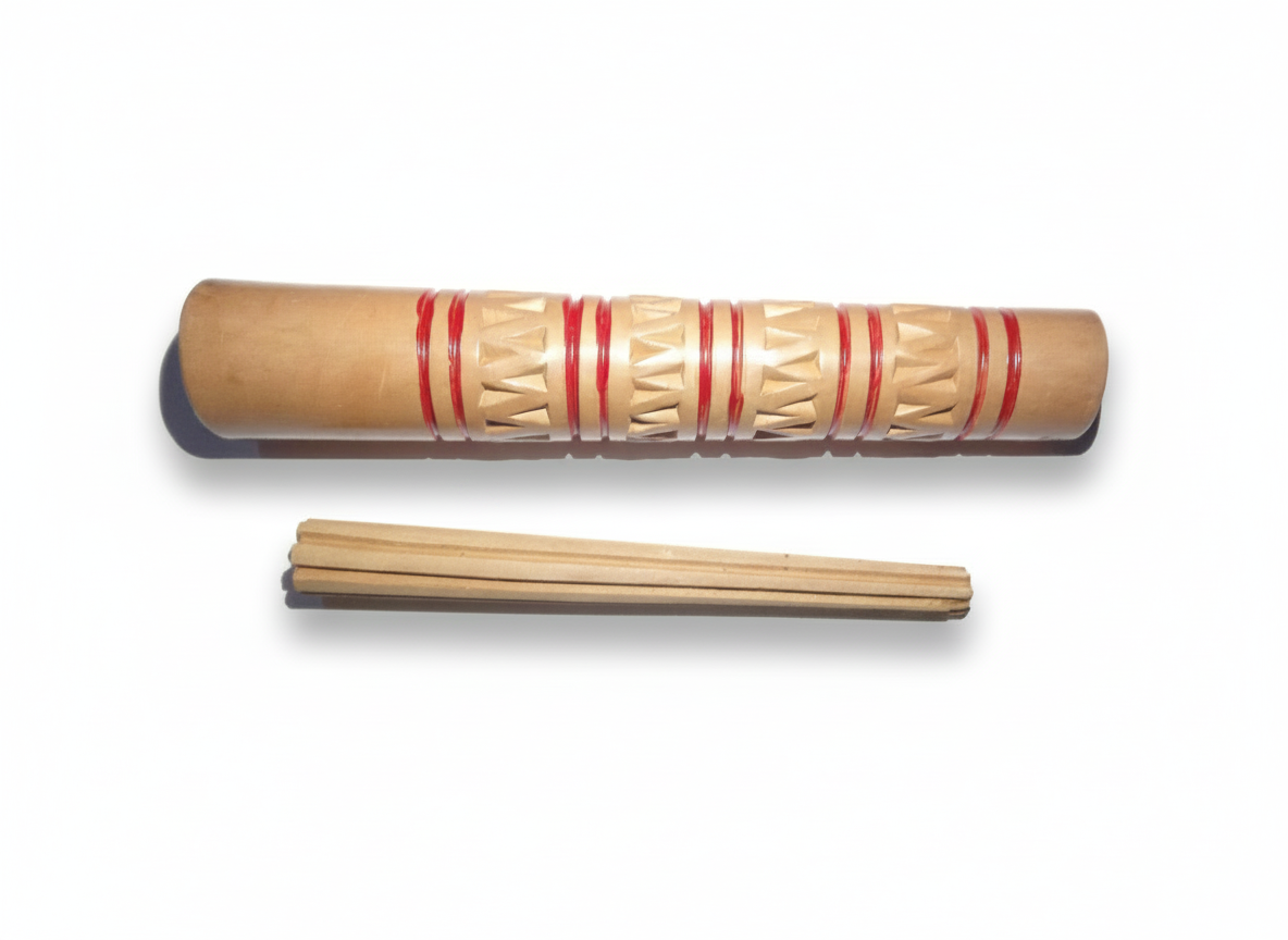 Red Rings Carved 7" Clay Chillum - Italian Style