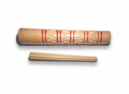 Red Rings Carved 7" Clay Chillum - Italian Style