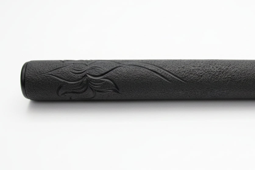 italian chillum style, closeup for lotus design black clay chillum 