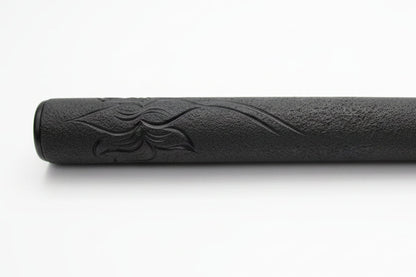 italian chillum style, closeup for lotus design black clay chillum 