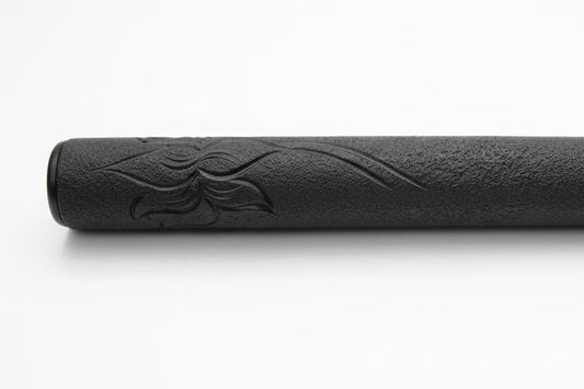 italian chillum style, closeup for lotus design black clay chillum 