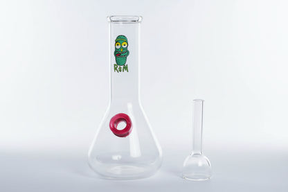 Rick & Morty Transparent Glass Bong front view without shooter, best bongs exporter in india