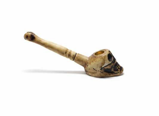 Bone & Brass 7" Handcrafted Skull Pipe