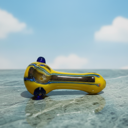 Sunburst Blue Crystal Pipe (4")