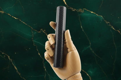 drippy chillum clay hand pipe front view TBBC with dummy hand 