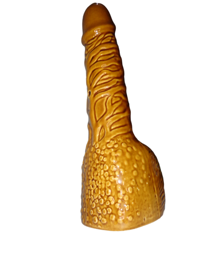 Yellow textured object on a white background, golden-hand-pipe-profile.jpg,  golden novelty hand pipe 12 inches India, large ceramic bachelor party gag gift, premium metallic , gold novelty pipe online, hand carved adult dick head novelty pipe 21+, best bachelor party gag gift India, large golden ceramic pipe for adults, unique adult penis novelty gift online India, 12 inch penis golden hand pipe with carved details, premium ceramic gag gift bachelor party, adult novelty smoking accessory India