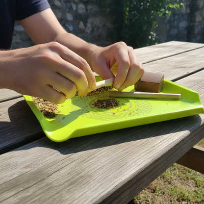 Neon Rolling Tray – The Glow-Up Station with Danky Geometric Pattern