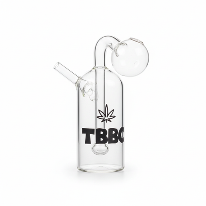 mini oil bong glass water pipe front view TBBC logo
