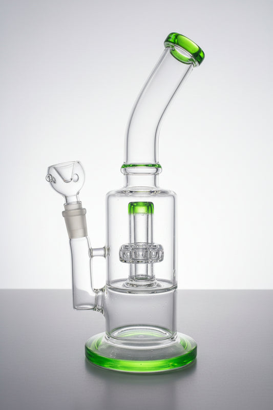 green glass bong 12 inch side view TBBC